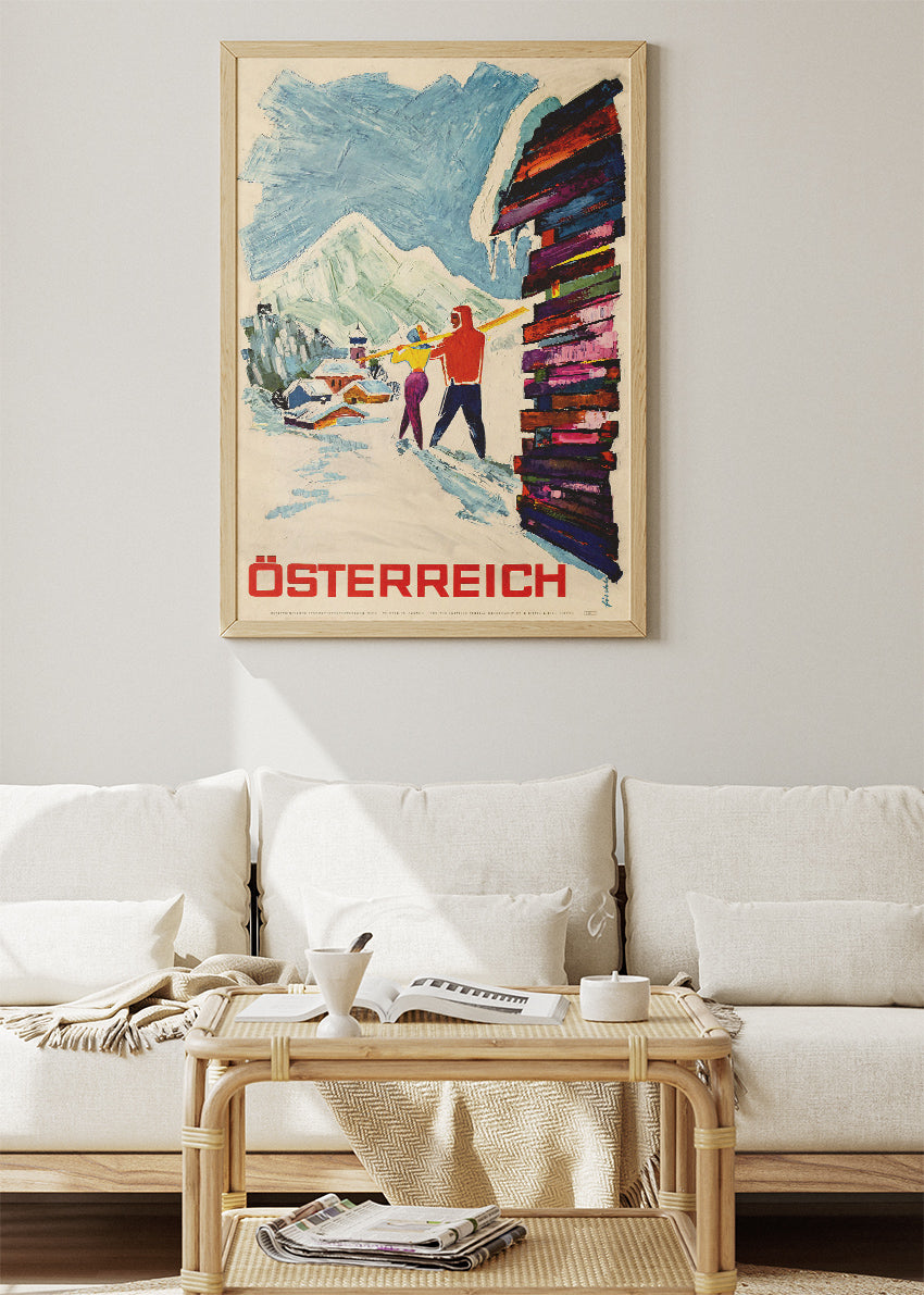 Österreich Vintage Ski Poster & Canvas Print – Retro Austrian Winter Sports Artwork