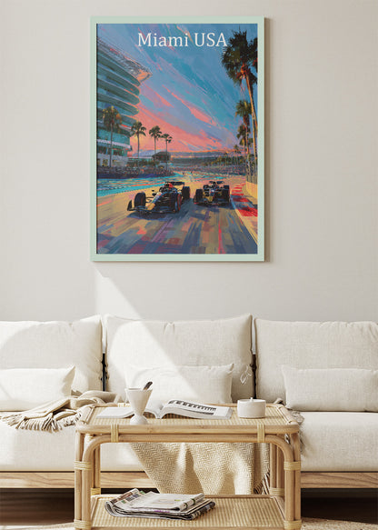Miami USA Formula 1 Sunset Racing Canvas Print & Poster – AI PRINT LAB