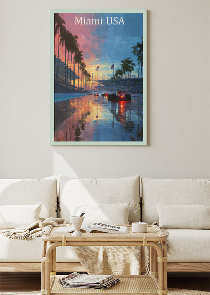 Miami USA Formula 1 Night Reflections Canvas Print & Poster – AI PRINT LAB