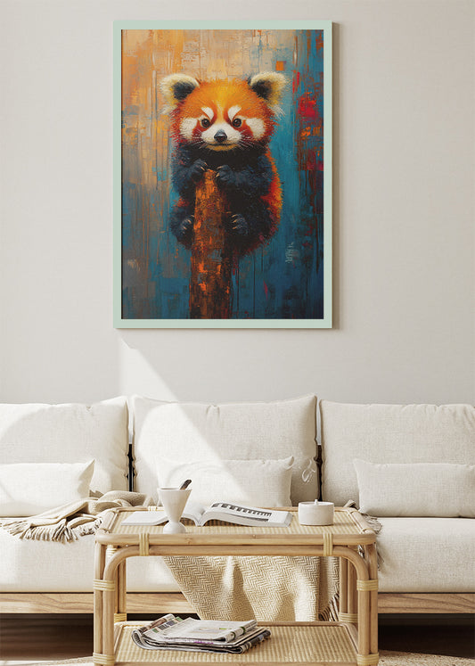 Red Panda Art Poster & Canvas Print – Colorful Impressionist Animal Painting