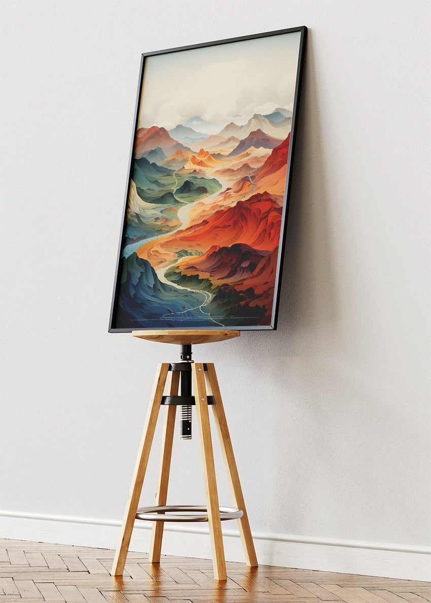 Majestic Canyon Valley – Modern Scenic Mountain Landscape Canvas & Poster Print – AI PRINT LAB