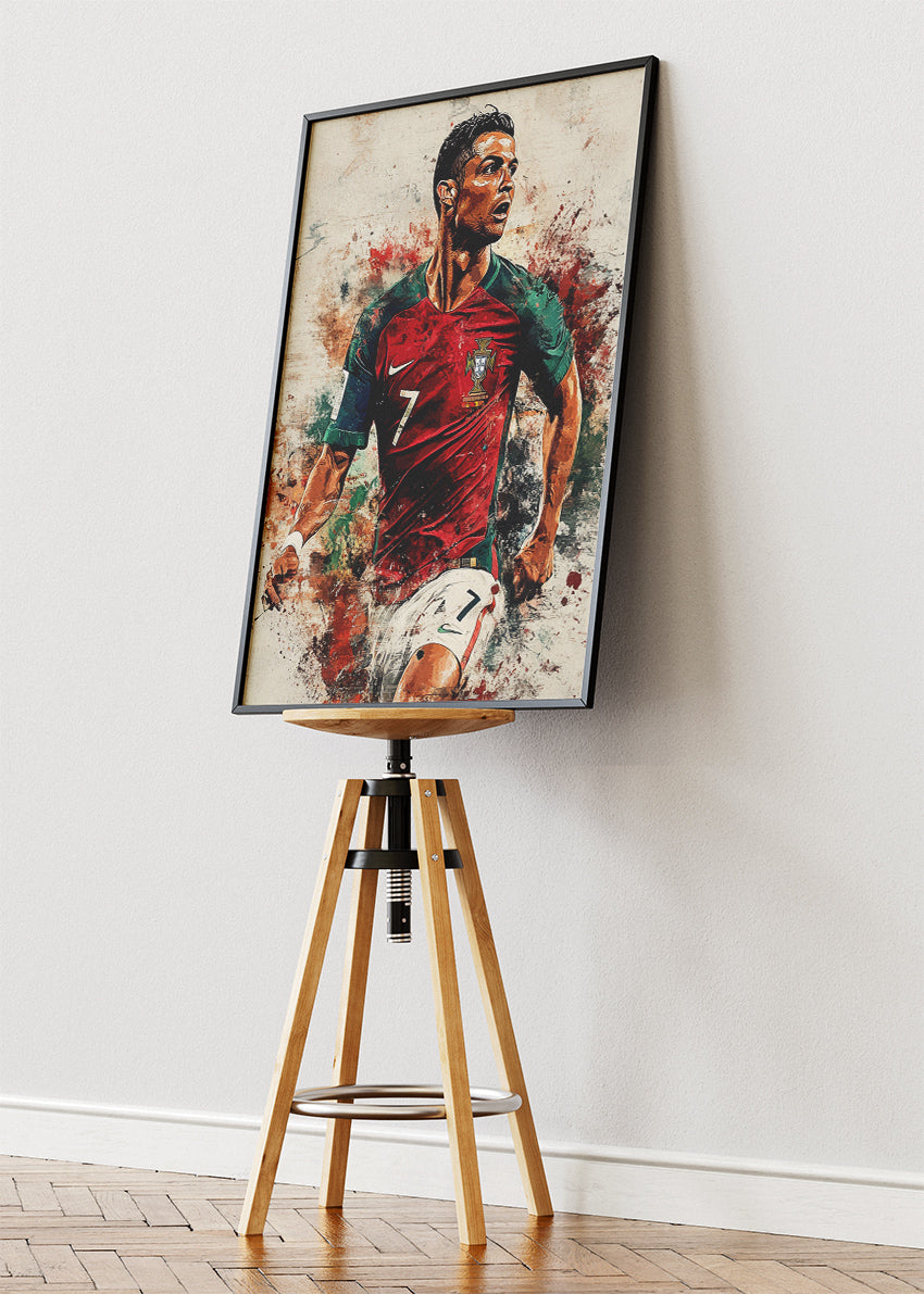 Cristiano Ronaldo Portugal Action Portrait Wall Art | Iconic Football Poster & Canvas