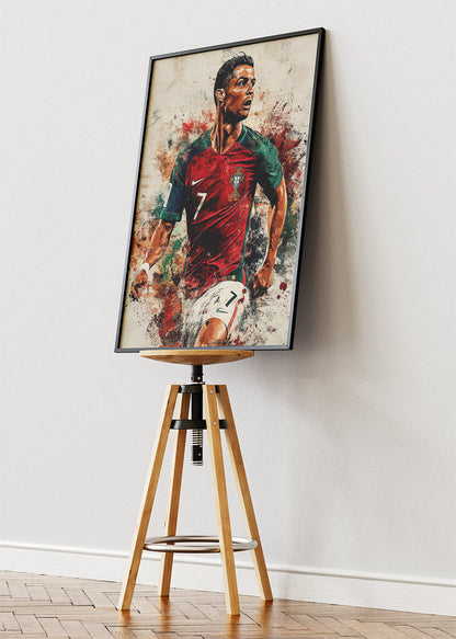 Cristiano Ronaldo Portugal Action Portrait Wall Art | Iconic Football Poster & Canvas