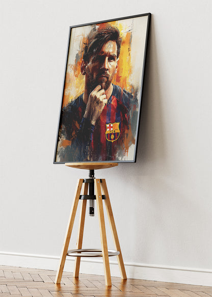 Lionel Messi Barcelona Expressive Portrait Wall Art | Iconic Football Poster & Canvas
