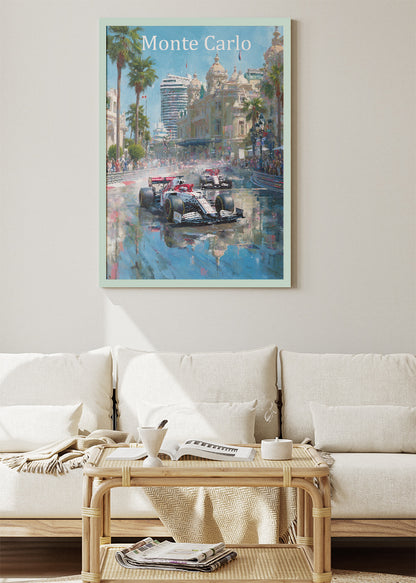 Monte Carlo Monaco Formula 1 Rain Street Canvas Print & Poster – AI PRINT LAB