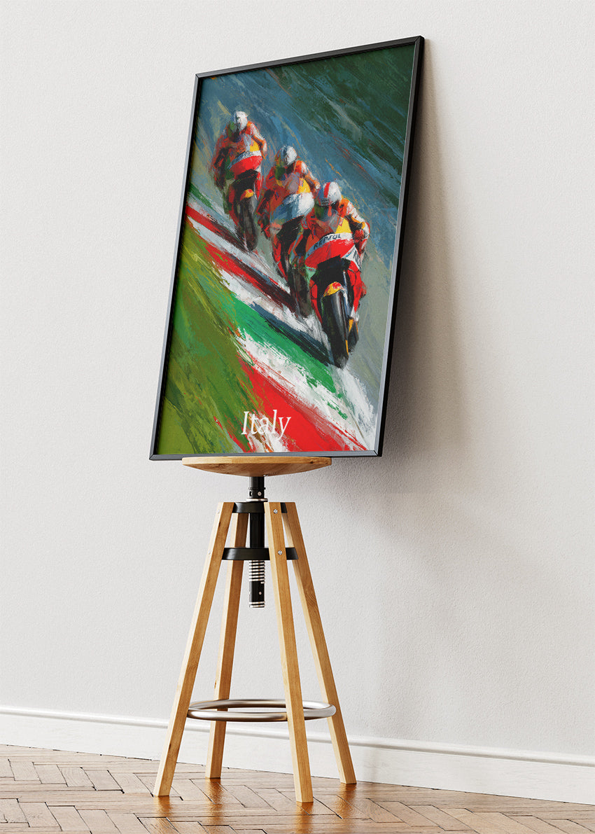 Italy Motorcycle Racing Team Motion Wall Art Poster & Canvas