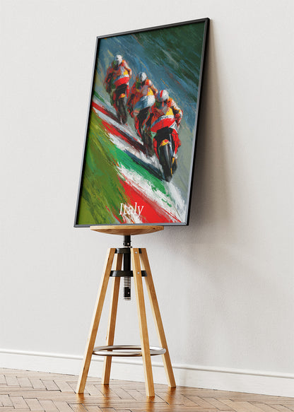 Italy Motorcycle Racing Team Motion Wall Art Poster & Canvas