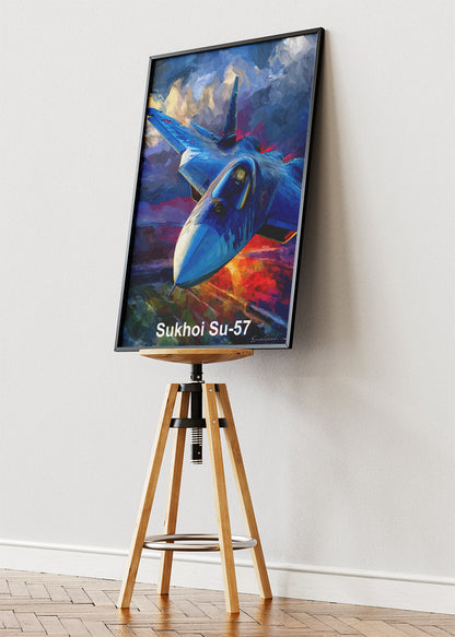 Sukhoi Su-57 Poster & Canvas Print – Illustrated Stealth Fighter Jet Art