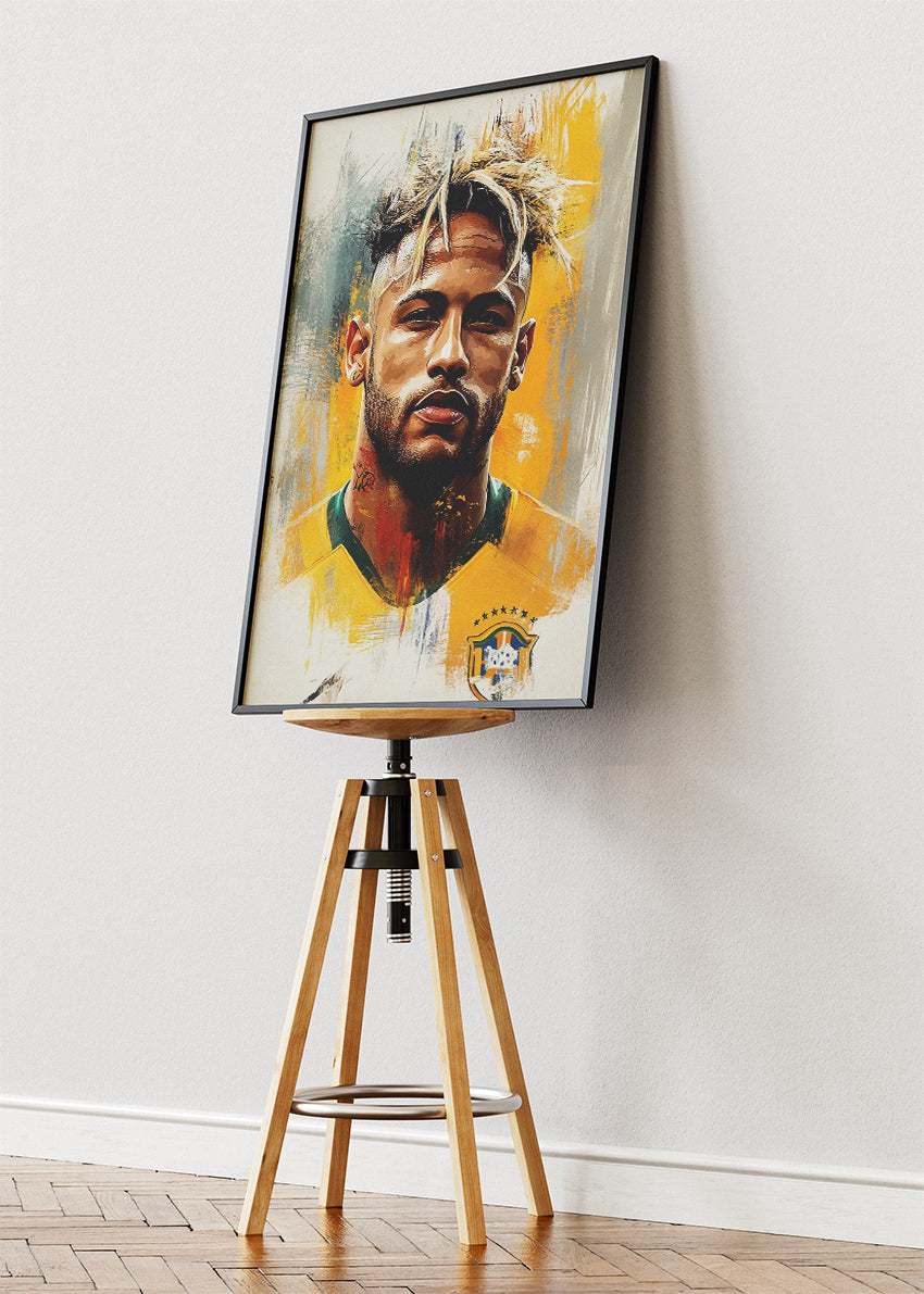 Neymar Brazil Expressive Portrait Wall Art | Iconic Football Poster & Canvas