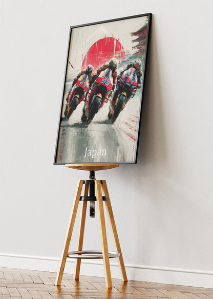 Japan Motorcycle Racing Rising Sun Formation Wall Art Poster & Canvas
