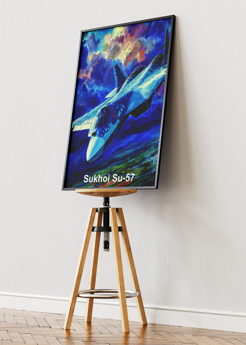 Sukhoi Su-57 Poster & Canvas Print – Dynamic Illustrated Stealth Jet Art