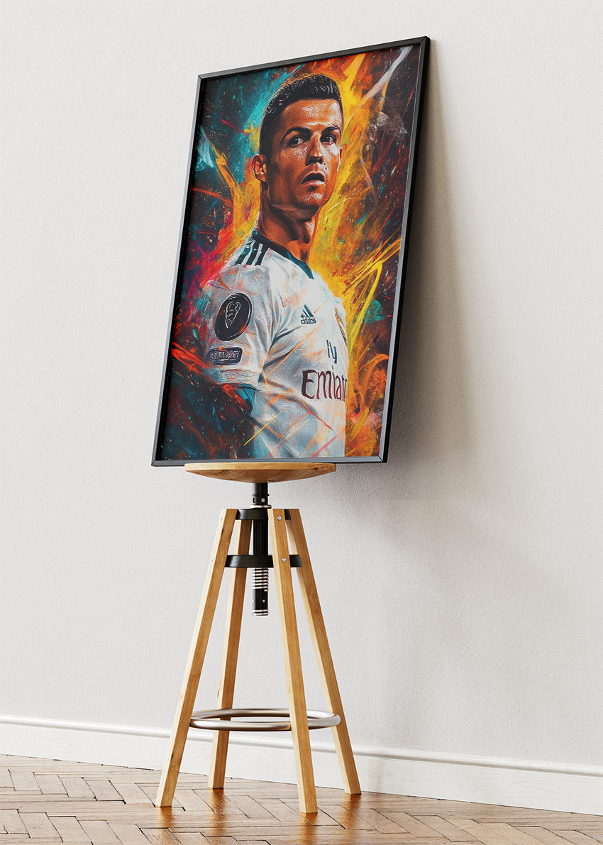 Cristiano Ronaldo Real Madrid Expressive Portrait Wall Art | Iconic Football Poster & Canvas