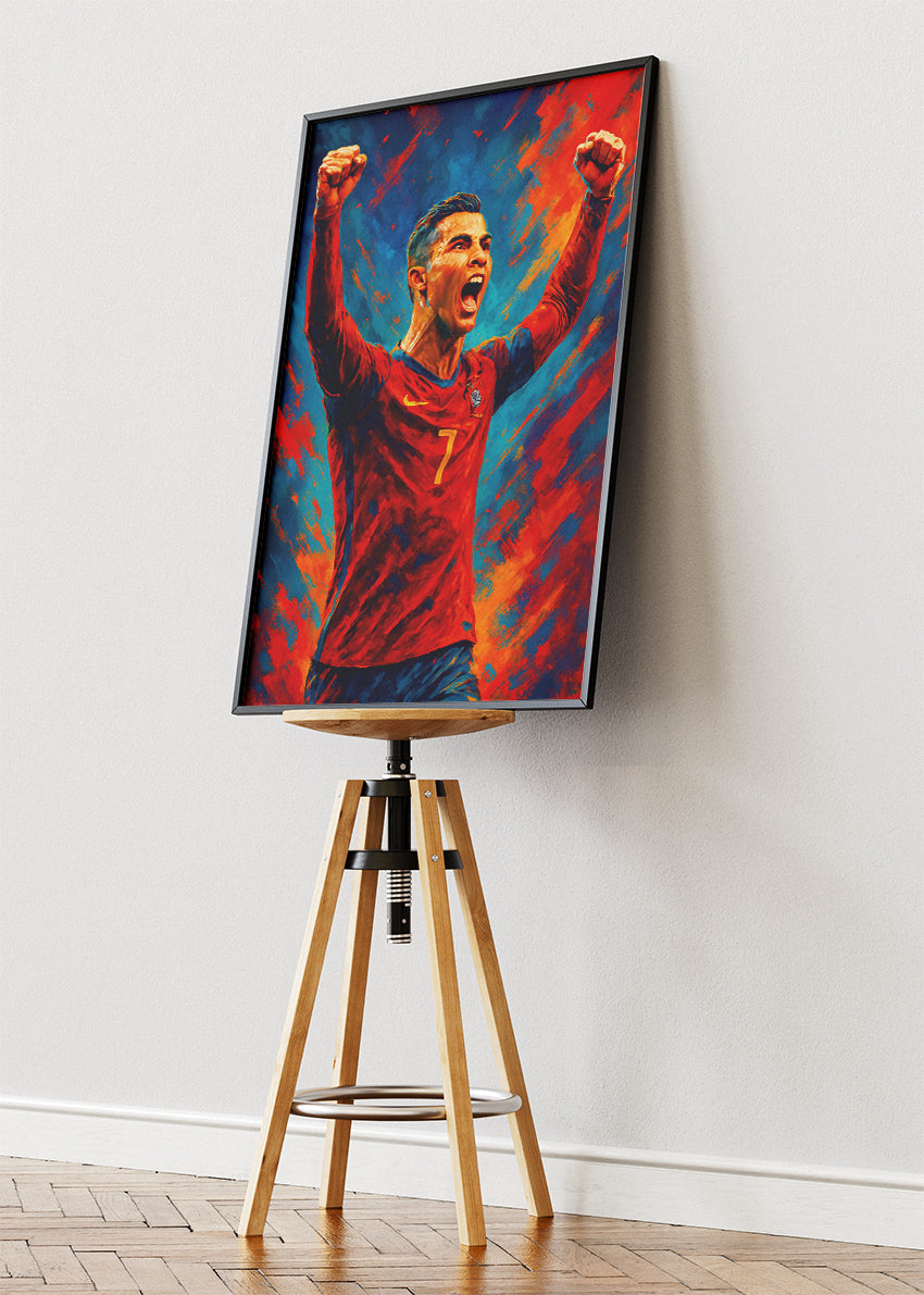 Cristiano Ronaldo Portugal Victory Celebration Wall Art | Iconic Football Poster & Canvas