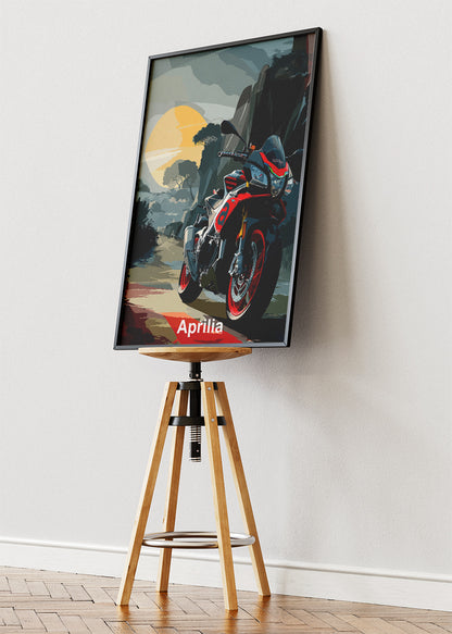 Aprilia Dusk Ride Motorcycle Wall Art Poster & Canvas