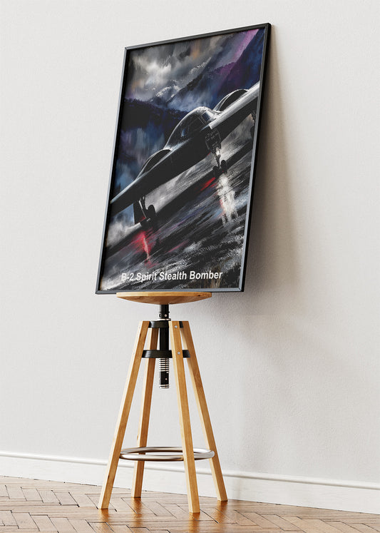 B-2 Spirit Stealth Bomber Canvas Print – Dark Atmospheric Aviation Art