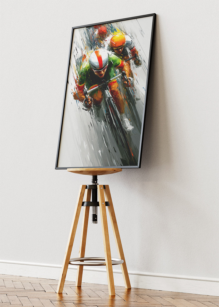 Racing Cyclists Art Print & Canvas – High-Speed Road Cycling Wall Art