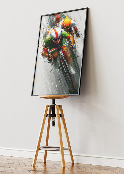 Racing Cyclists Art Print & Canvas – High-Speed Road Cycling Wall Art