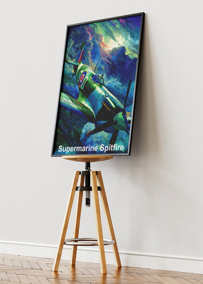Supermarine Spitfire Poster & Canvas Print – Illustrated WWII Fighter Aircraft Art