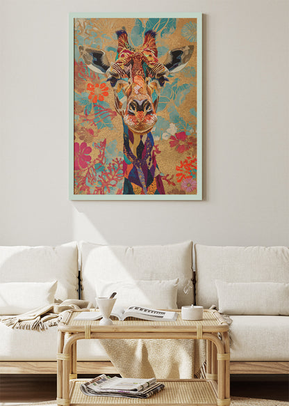 Floral Giraffe Poster & Canvas Print – Colorful Artistic Safari Wall Art