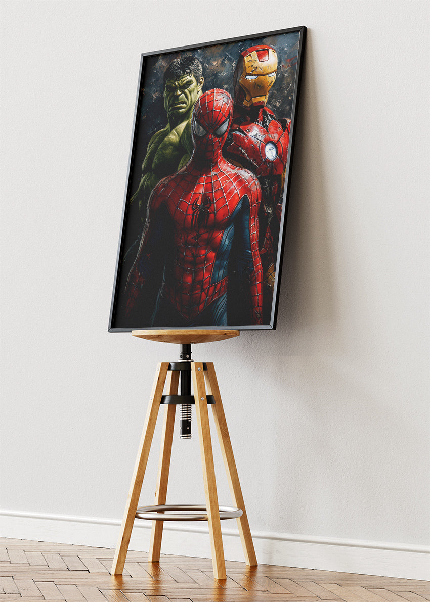 Spider-Man, Iron Man & Hulk Superhero Trio Canvas & Poster Print – AI PRINT LAB