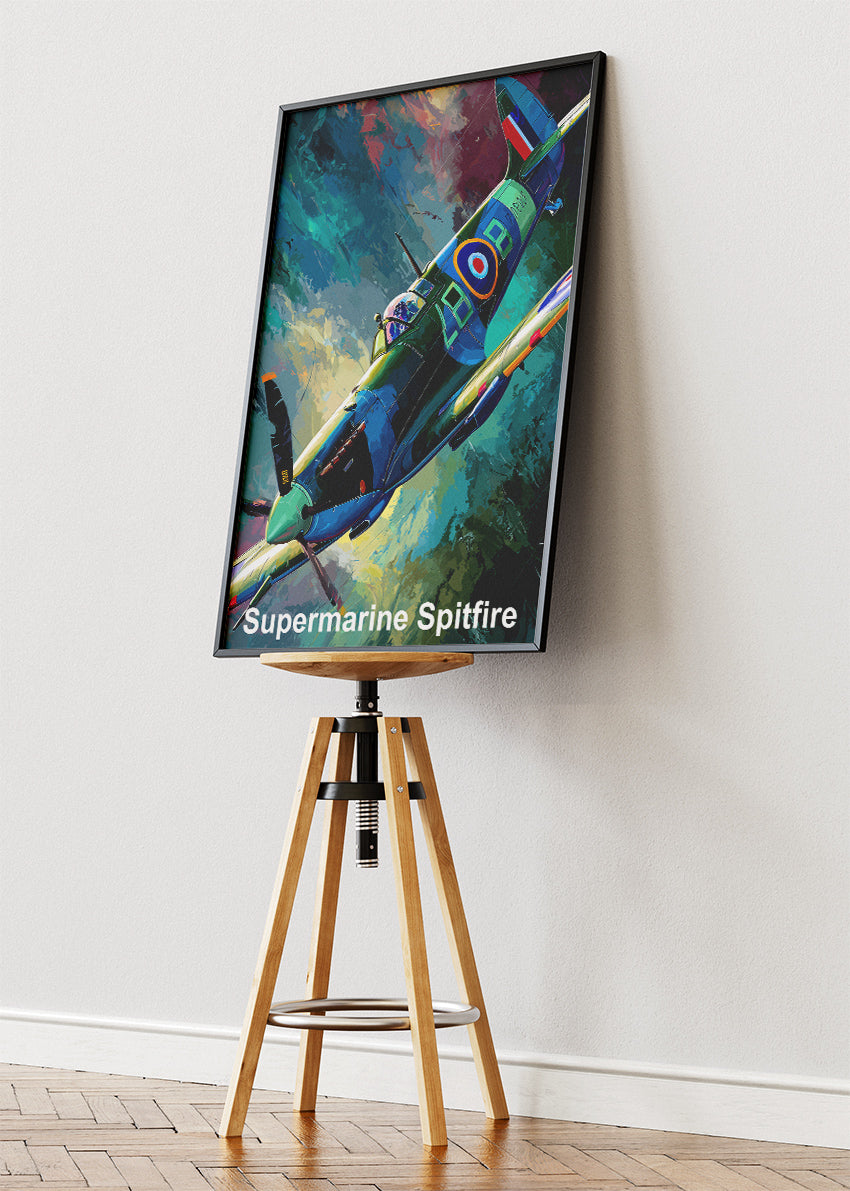 Supermarine Spitfire Poster & Canvas Print – Illustrated WWII Fighter Aircraft Art