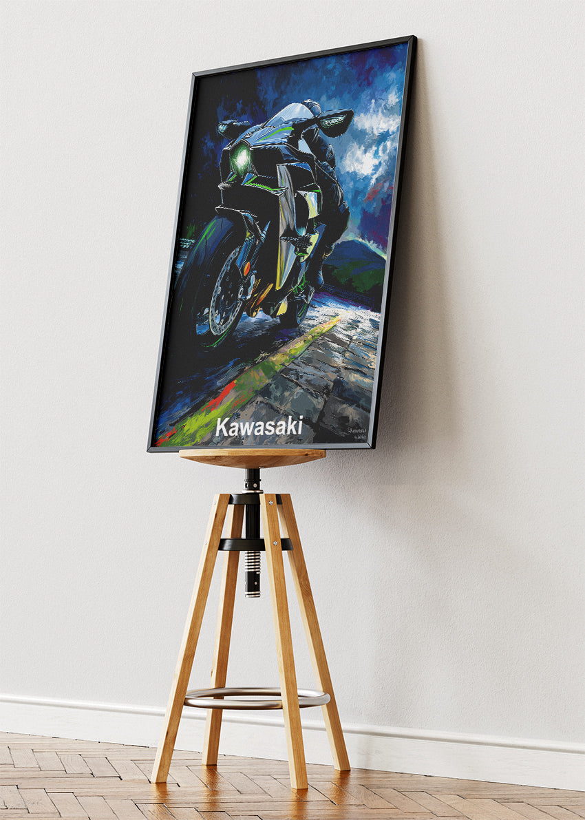 Kawasaki Midnight Power Superbike Wall Art Poster & Canvas
