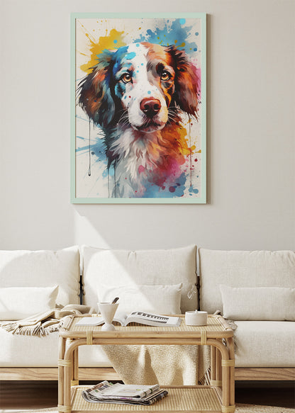 Color Splash Dog Art Poster & Canvas Print – Vibrant Watercolor Pet Portrait