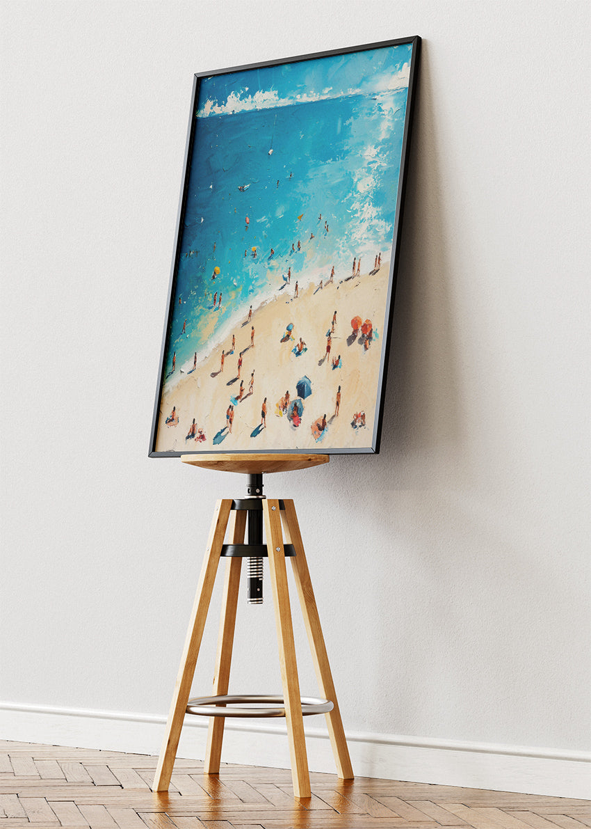 Azure Shoreline – Modern Impressionist Beach Canvas & Poster Print – AI PRINT LAB