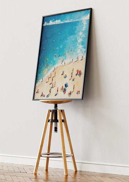 Azure Shoreline – Modern Impressionist Beach Canvas & Poster Print – AI PRINT LAB