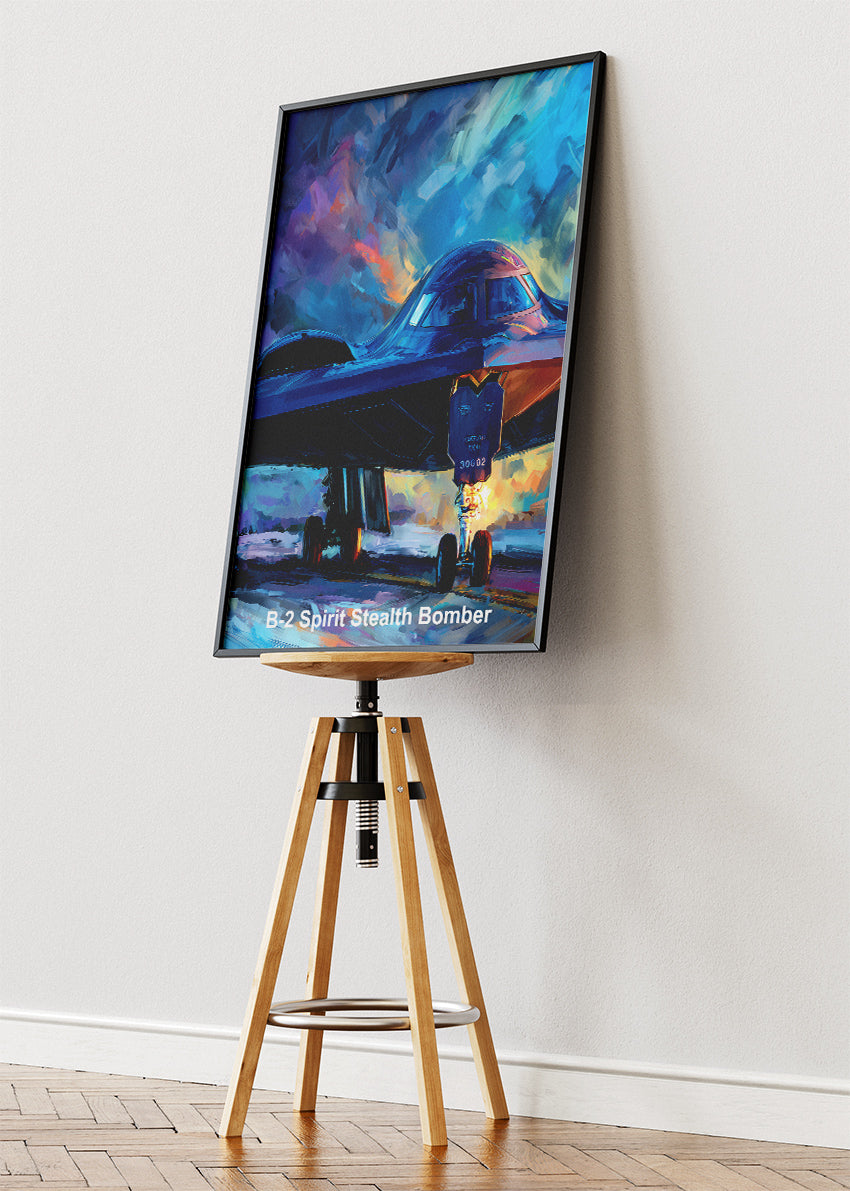 B-2 Spirit Stealth Bomber Canvas Print – Vibrant Military Aviation Art