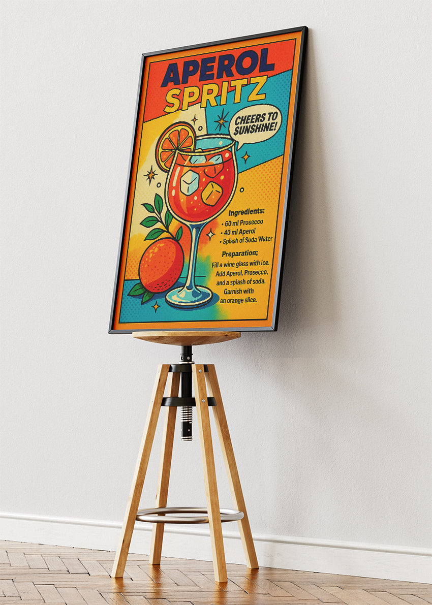 Aperol Spritz Pop Art Poster & Canvas Print | Colorful Cocktail Wall Art