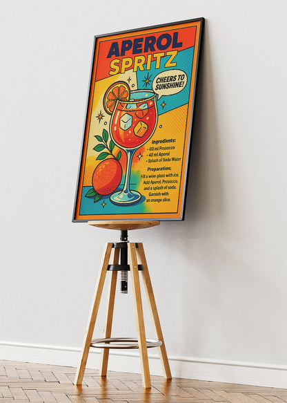 Aperol Spritz Pop Art Poster & Canvas Print | Colorful Cocktail Wall Art