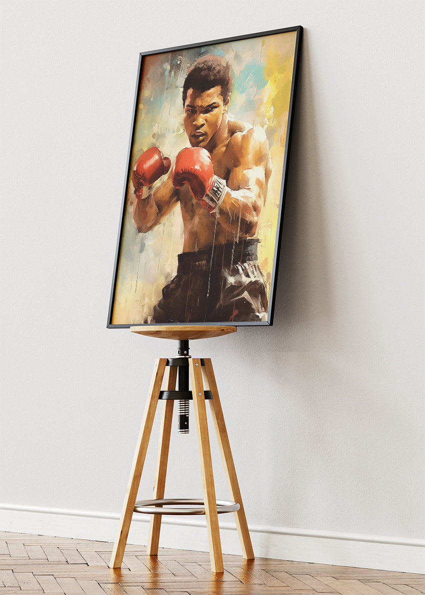 Muhammad Ali Boxing Action Portrait Poster & Canvas Art Print – Power and Movement Wall Art