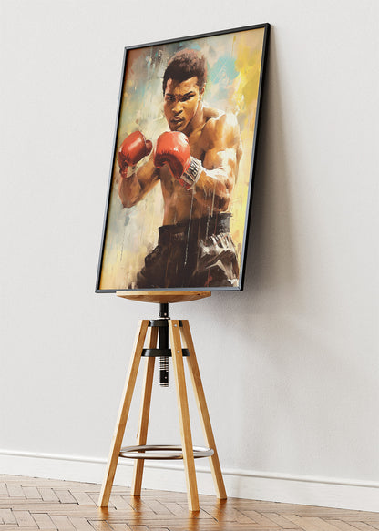 Muhammad Ali Boxing Action Portrait Poster & Canvas Art Print – Power and Movement Wall Art