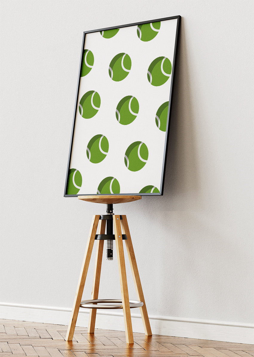 Green Tennis Ball Pattern Wall Art Poster & Canvas Print – Modern Sports Decor
