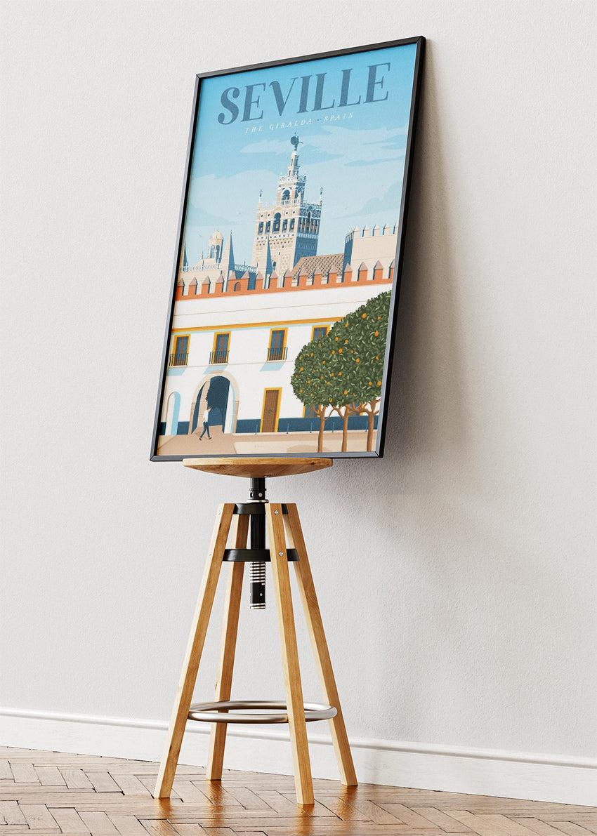 Seville Spain Poster & Canvas Print – Illustrated La Giralda Architecture Art