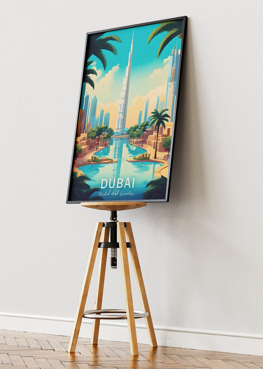 Dubai Burj Khalifa Skyline Poster & Canvas Print – Modern Cityscape Wall Art