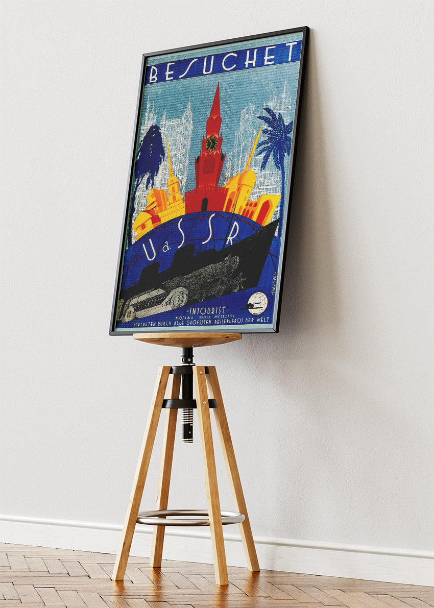 USSR Vintage Travel Poster & Canvas Print – Retro Intourist Illustration Art