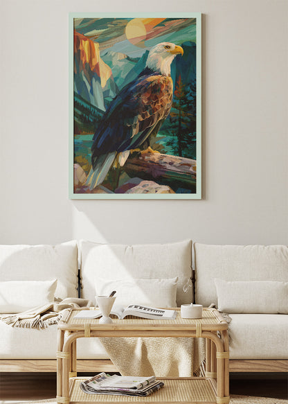 Bald Eagle Wall Art Print & Canvas – Majestic Wildlife Mountain Artwork