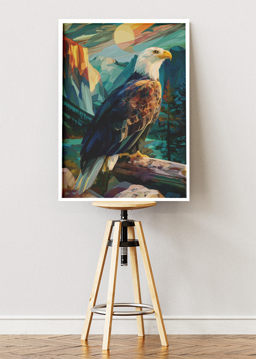 Bald Eagle Wall Art Print & Canvas – Majestic Wildlife Mountain Artwork