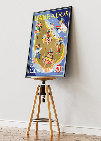 Barbados Vintage Travel Poster & Canvas Print – Island in the Sun Caribbean Wall Art