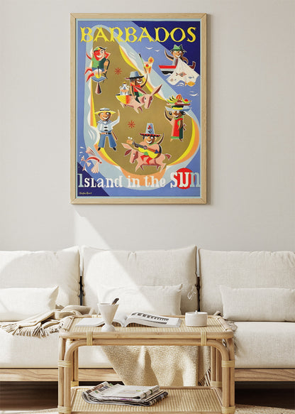 Barbados Vintage Travel Poster & Canvas Print – Island in the Sun Caribbean Wall Art