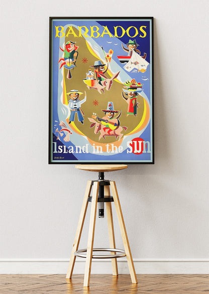 Barbados Vintage Travel Poster & Canvas Print – Island in the Sun Caribbean Wall Art