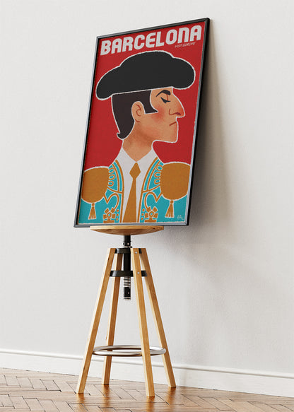 Barcelona Matador Poster & Canvas Print – Vintage Spain Travel Art