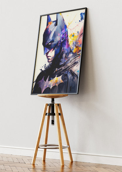 Batman – Vibrant Watercolor Portrait Canvas & Poster Print – AI PRINT LAB