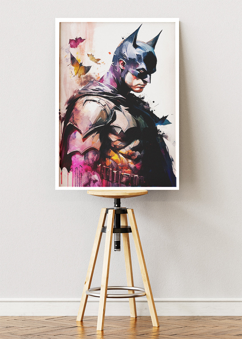 Batman – Watercolor Superhero Canvas & Poster Print – AI PRINT LAB