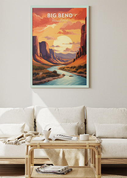 Big Bend National Park Poster & Canvas Print – Retro Desert Canyon Wall Art
