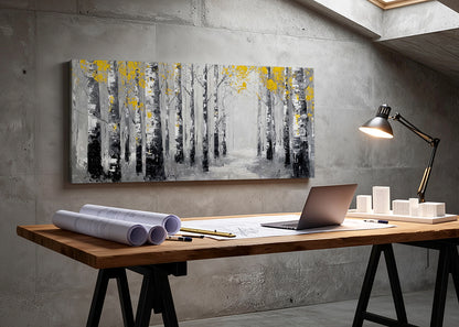 Birch Forest Path Canvas Wall Art – Black & White Woodland Landscape – Single & 3 Panel Canvas – AI PRINT LAB