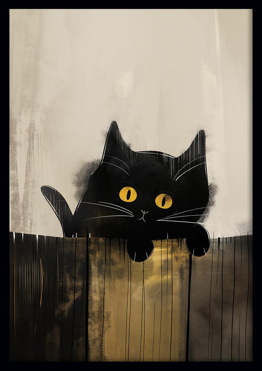 Black Cat Wall Art Print, Minimalist Animal Canvas Poster – T975 – AiPrintLab