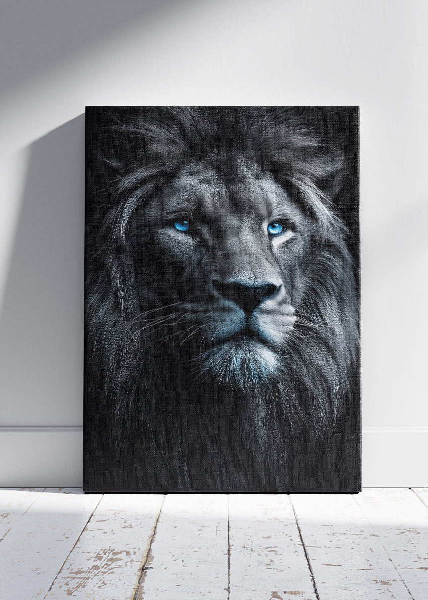 Black Lion Canvas Print & Poster – Dark Wildlife Wall Art